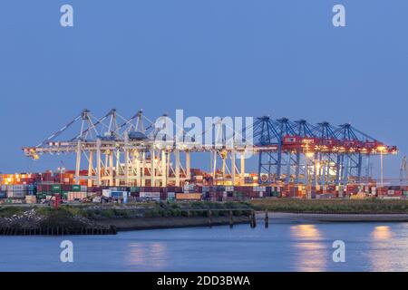 geography / travel, Germany, Hamburg, Hamburg, container terminal Tollerort in the Hamburg harbour, Ov, Additional-Rights-Clearance-Info-Not-Available