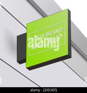 Green mocap shop sign on the building facade. Stock Vector