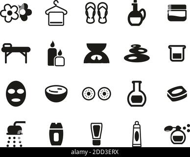 Spa & Wellness Icons Black & White Set Big Stock Vector