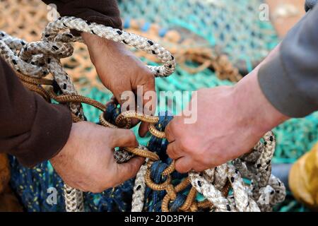 Deep-sea fishing in the Norwegian Sea on board the trawler “Grande Hermine” in 2011. La Grande Hermine, factory trawler operated by Compagnie des Pech Stock Photo