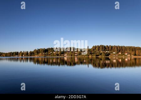 geography / travel, Sweden, squid, Vimmerby, houses at lake Juttern, Vimmerby, Smaland, South Sweden, Additional-Rights-Clearance-Info-Not-Available Stock Photo