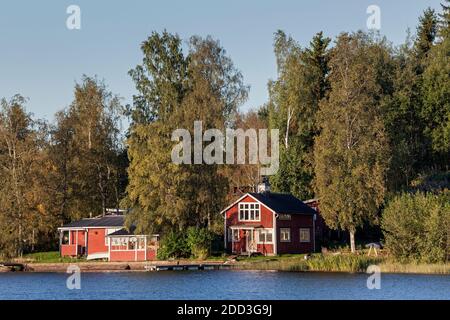 geography / travel, Sweden, squid, Vimmerby, houses at lake Juttern, Vimmerby, Smaland, South Sweden, Additional-Rights-Clearance-Info-Not-Available Stock Photo