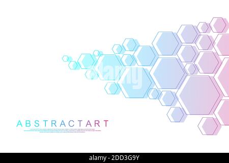 Molecular structure background. Science template wallpaper or banner with a DNA molecules. Asbtract scientific molecule background. Wave flow Stock Vector