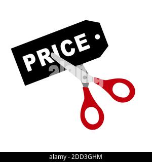 scissors cut the label price. vector illustration Stock Vector
