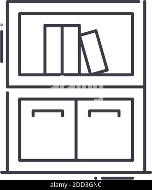 File cabinet icon, linear isolated illustration, thin line vector, web design sign, outline concept symbol with editable stroke on white background. Stock Vector