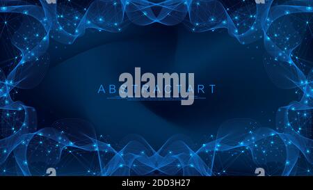 Abstract plexus background with connected lines and dots. Plexus geometric effect. Digital data visualization. Futuristic technology style low-poly Stock Vector