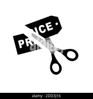 scissors cut the label price. vector illustration Stock Vector
