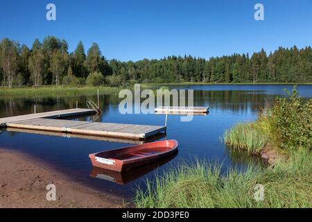 geography / travel, Sweden, squid, Boda Glasbruk, lake at Emmaboda, Smaland, South Sweden, Additional-Rights-Clearance-Info-Not-Available Stock Photo