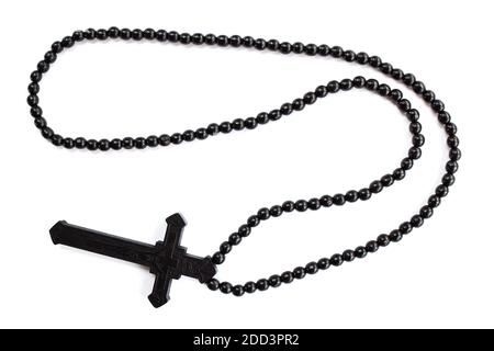 Necklace christian cross isolated on a white background. Stock Photo