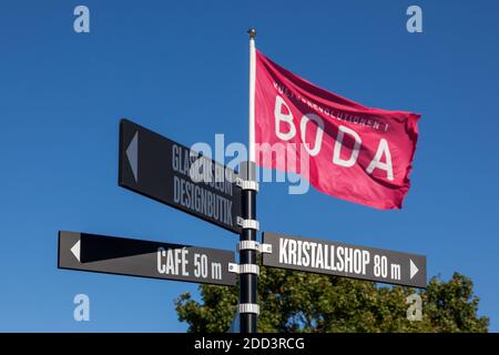 geography / travel, Sweden, squid, Boda Glasbruk, signboard Boda Glasbruk, Smaland, South Sweden, Additional-Rights-Clearance-Info-Not-Available Stock Photo