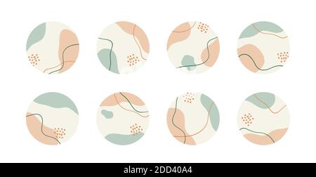 Vector highlight story cover icons for social media. Abstract minimal trendy organic circle backgrounds for instagram Stock Vector