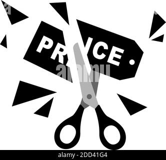 scissors cut the label price. vector illustration Stock Vector