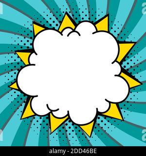 Pop art styled speech bubble template for your design. Clear empty boom comic speech bubble Pop Art Style. Colored empty balloon. Message cloud Stock Vector