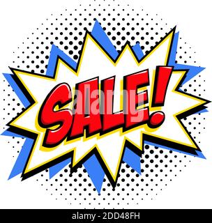 Comics style sale tag. Red sale web banner. Pop art comic sale discount promotion banner. Big sale background. Decorative background with a bomb explosion Stock Vector