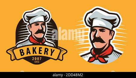 Chef symbol or label. Food concept vector illustration Stock Vector