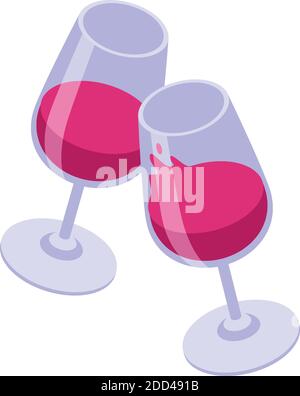 Wine glass cheers icon. Isometric of wine glass cheers vector icon for ...