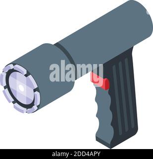 Flashlight taser icon. Isometric of flashlight taser vector icon for web design isolated on white background Stock Vector