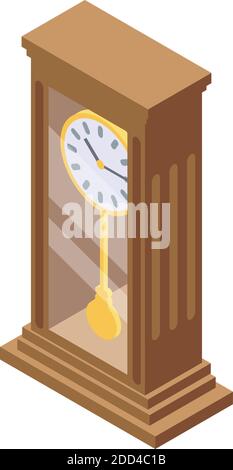 Old clock auction icon. Isometric of old clock auction vector icon for web design isolated on white background Stock Vector