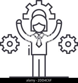 Facilitator icon, linear isolated illustration, thin line vector, web design sign, outline concept symbol with editable stroke on white background. Stock Vector