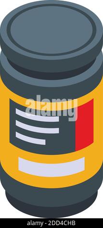 Sport nutrition capsule jar icon. Isometric of sport nutrition capsule jar vector icon for web design isolated on white background Stock Vector