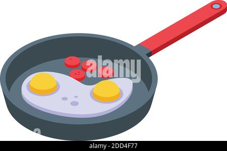 Healthy breakfast fried eggs icon. Isometric of healthy breakfast fried eggs vector icon for web design isolated on white background Stock Vector