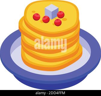 Healthy breakfast pancakes icon. Isometric of healthy breakfast pancakes vector icon for web design isolated on white background Stock Vector