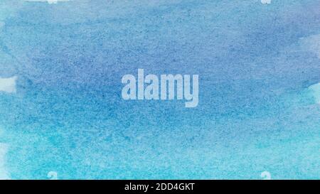 Abstract watercolor fill. Hand drawn blue sea or sky texture painted background. Stock Photo