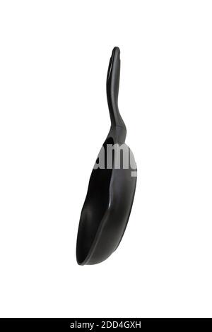 new round frying pan side view isolated on white background Stock Photo