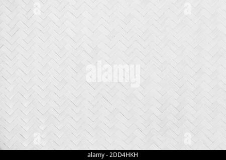 White texture bamboo weaving. Traditional handicraft weave asian style pattern background. Stock Photo