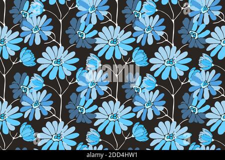 Vector floral seamless pattern. Delicate flower background. Stock Vector