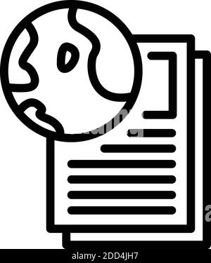 Global reportage writing icon. Outline global reportage writing vector icon for web design isolated on white background Stock Vector