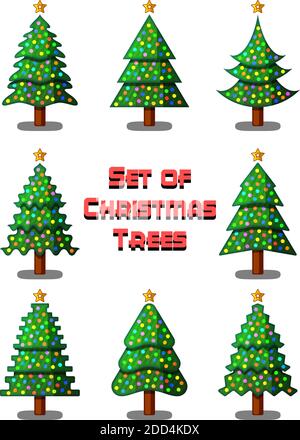 Christmas Trees Set Stock Vector