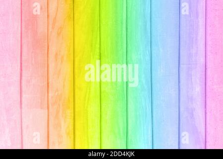 Wood rainbow colored texture as background, with copy space. Stock Photo