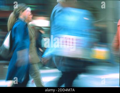 Shopping people in a hurry kings street. Eskilstuna, Sweden Stock Photo
