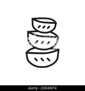 Aloe pieces black line icon. Vector illustration. Outline pictogram for web page, mobile app, promo Stock Vector