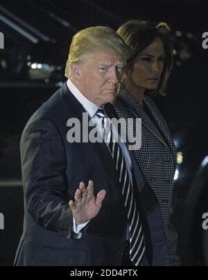 United States President Donald J. Trump arrived at Joint Base Andrews in Maryland to welcome Kim Dong Chul, Kim Hak Song and Tony Kim back to the US on Thursday, May 10, 2018. The three men were imprisoned in North Korea for periods ranging from one and two years. They were released to US Secretary of State Mike Pompeo as a good-will gesture in the lead-up to the talks between President Trump and North Korean leader Kim Jong Un. Photo by Ron Sachs/CNP/ABACAPRESS.COM