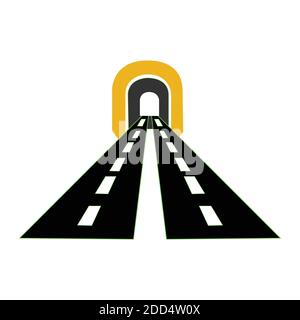 Highway road tunnel vector on white backdrop Stock Vector