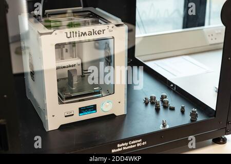 Ultimaker 3D printer rapid prototyped plastic parts Stock Photo