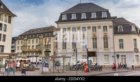 Panorama of the historic town hall at the central market square of Bonn, Germany Stock Photo