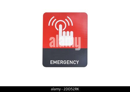 Emergency sign symbol in the public toilets isolated on white background. Object with clipping path. Stock Photo