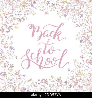 Back to School hand lettering. Template for card, poster, print. Stock Vector