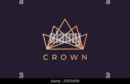 luxury gold kingdom crown logo with simple line art style Stock Vector