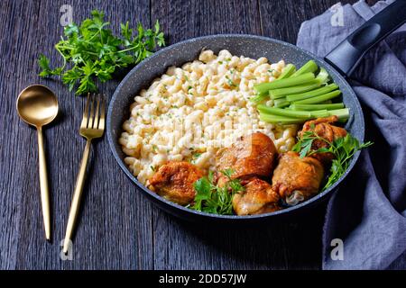 Fried cheese sticks in pan with dill Stock Photo - Alamy