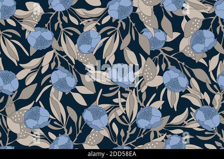 Vector floral seamless pattern. Gentle flower background. Stock Vector
