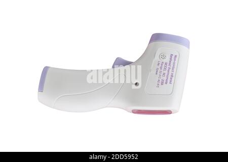 Digital infrared thermometer (thermometer gun) Isolated on white background. Object with clipping path. Stock Photo