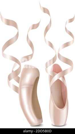 3d realistic vector icon illustration of ballerina shoes. Isolated on white. Stock Vector