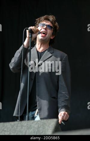 Ian McCulloch and Echo & the Bunnymen performing at the Virgin V Festival V2003, Hylands Park, Chelmsford, Essex, United Kingdom. Stock Photo