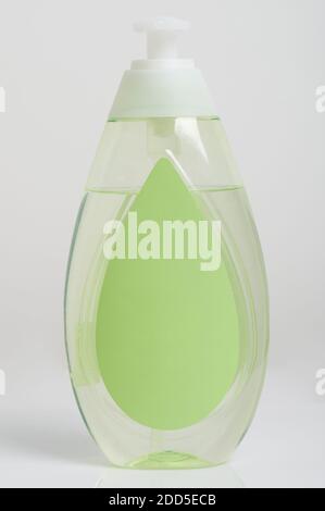 Generic washing gel bottle green color front view isolated Stock Photo