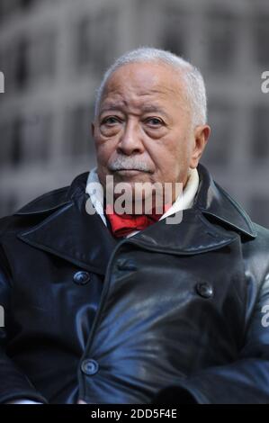 **FILE PHOTO** NY'S First Black Mayor, David N. Dinkins, Has Passed away at 93.  Former NY Mayor David Dinkins at the centennial commemoration of Triangle Shirtwaist Factory Fire at Washington Place and Greene Street in New York City. March 25, 2011. © mpi01 / MediaPunch Inc. Stock Photo