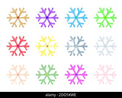 colored snowflakes set isolated on white background Stock Photo